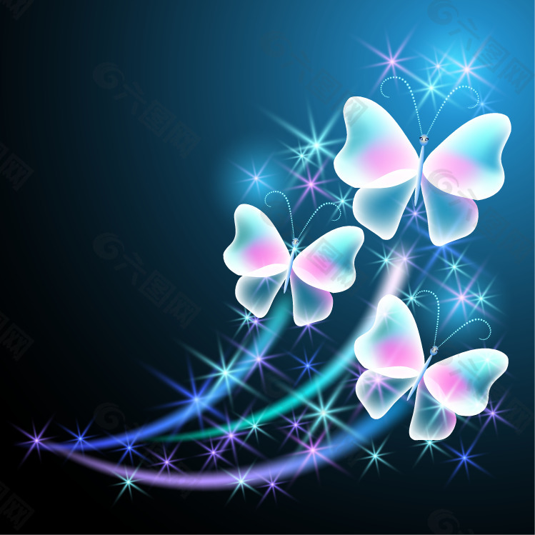 蝴蝶梦幻背景矢量素材