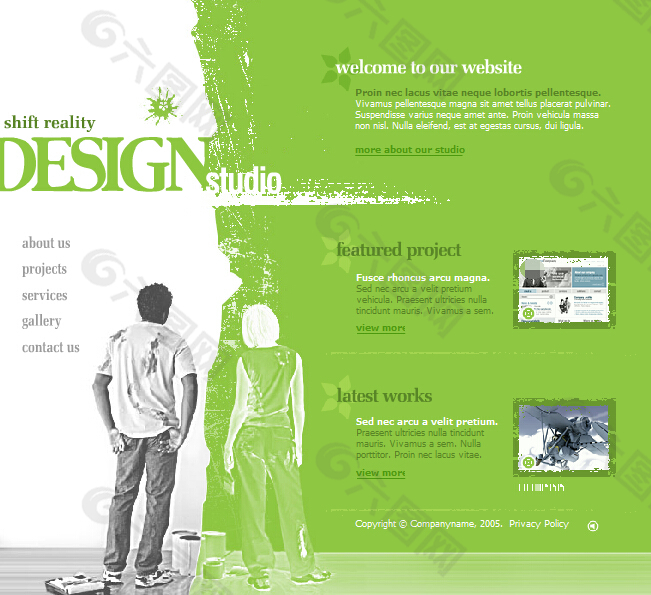 绿色简洁设计素材flash网站模板