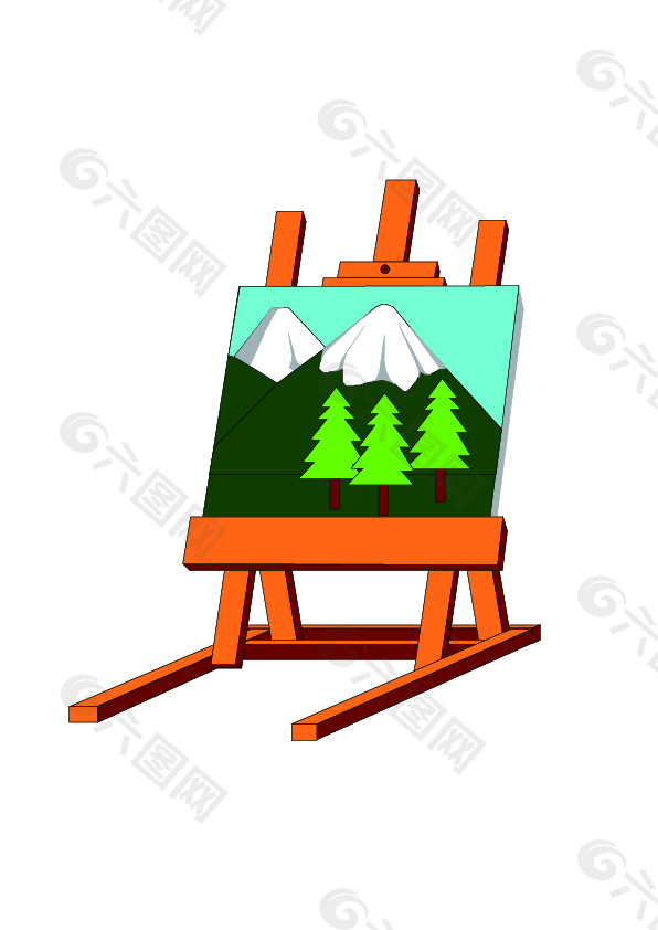画架和小树 山