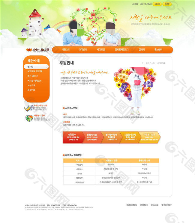 橙色网页展示psd网页模板