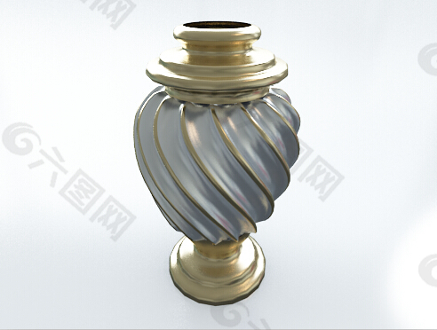 描金欧式花瓶3d模型下载