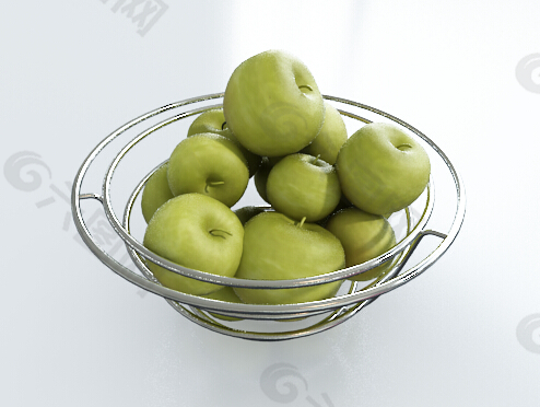 绿色苹果拼盘3d模型下载