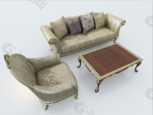 欧式沙发组合3d模型下载