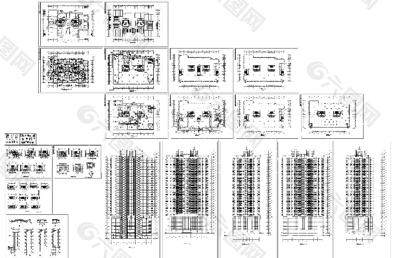 高层小区平立剖cad图纸