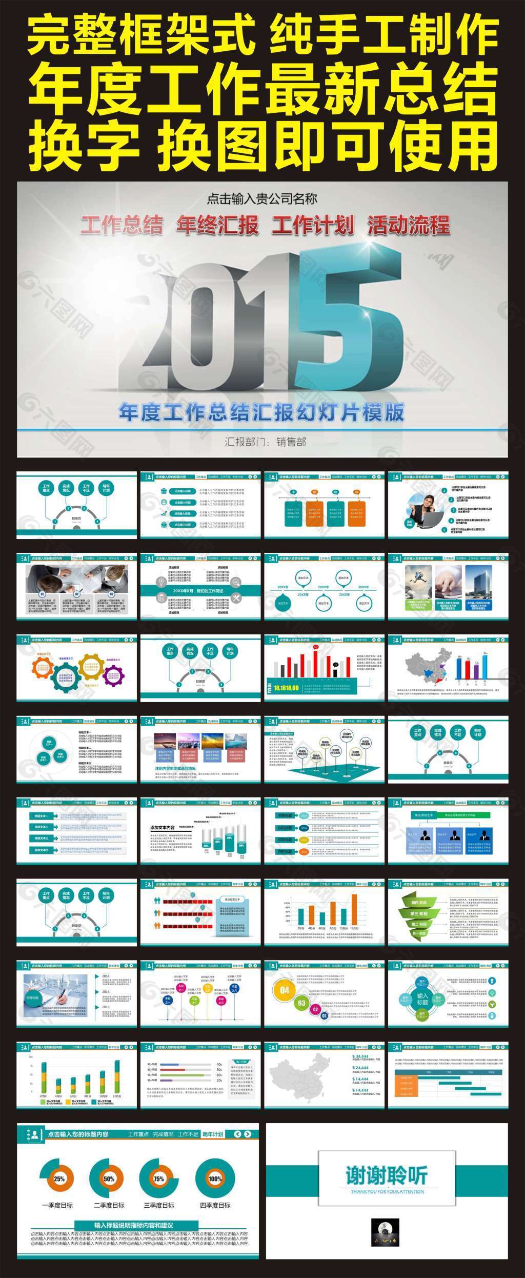 年度总结汇报年终总结回报PPT年度