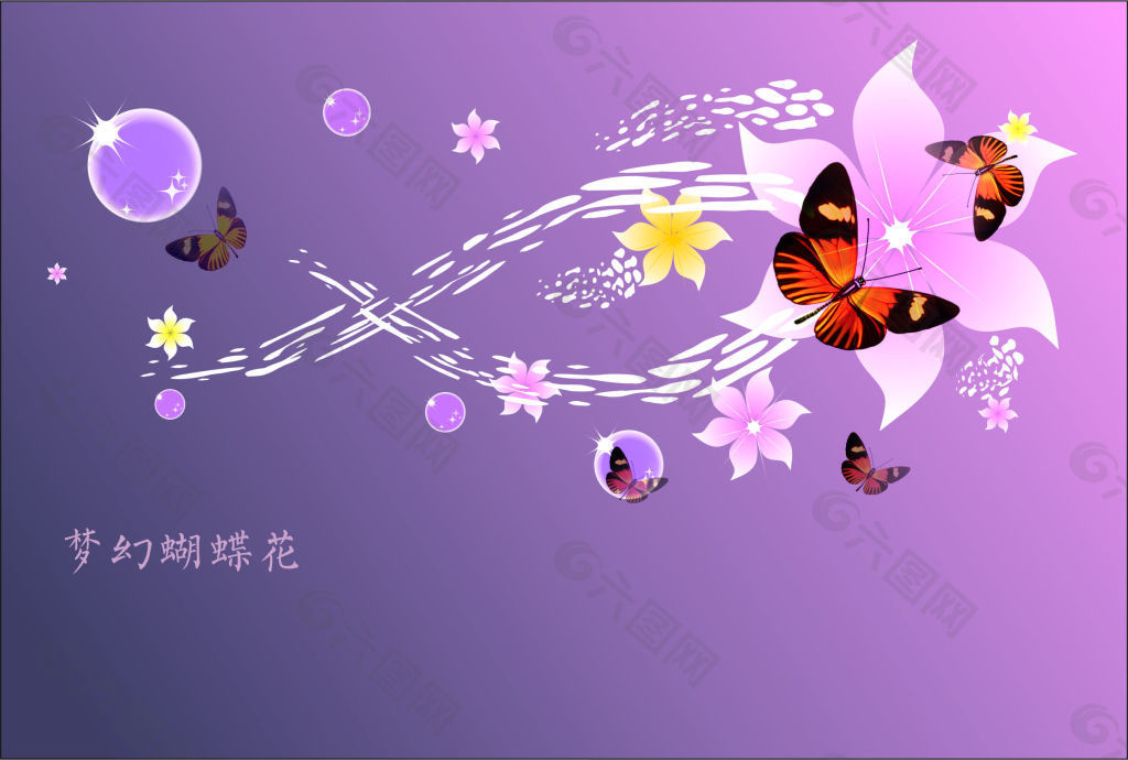 花瓣气泡蝴蝶设计