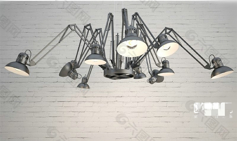 现代蜘蛛吊灯3D模型素材