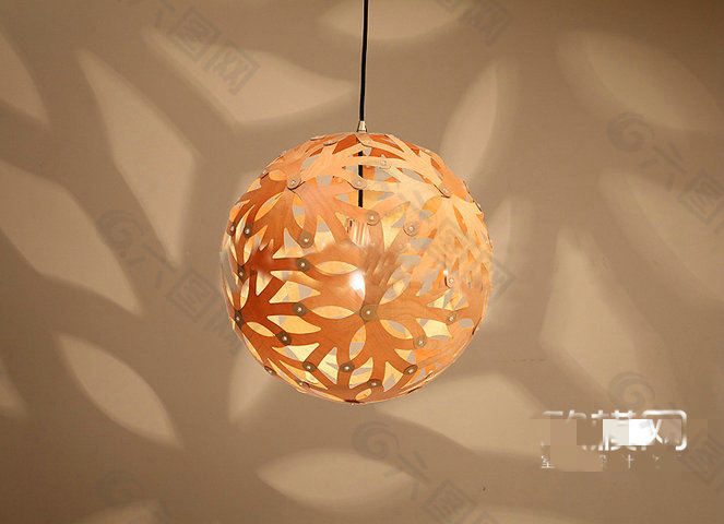 仿木球形灯3D模型素材