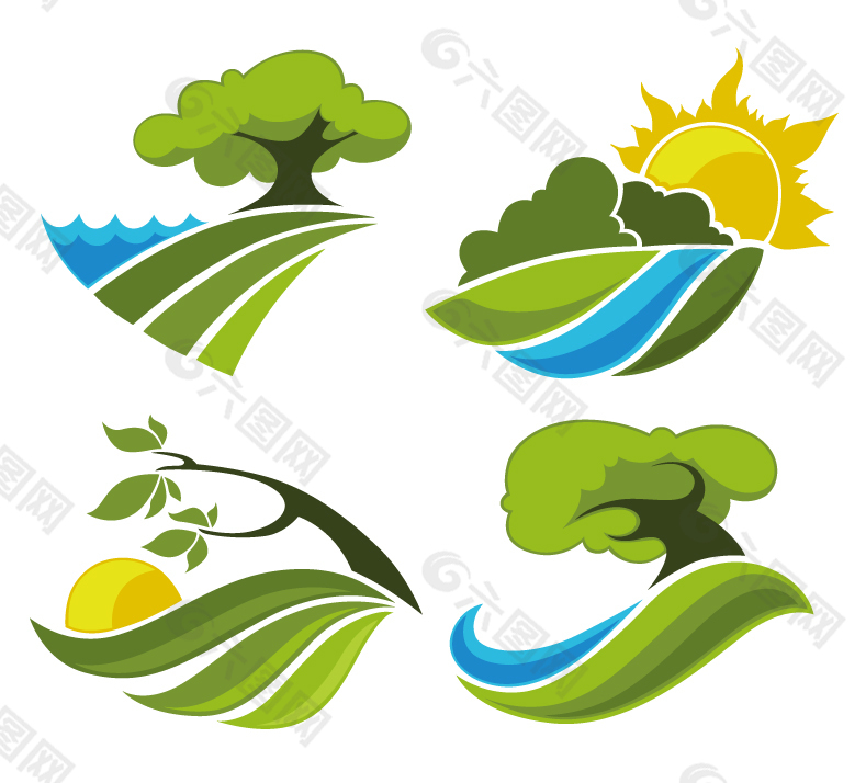 树木太阳logo设计图片