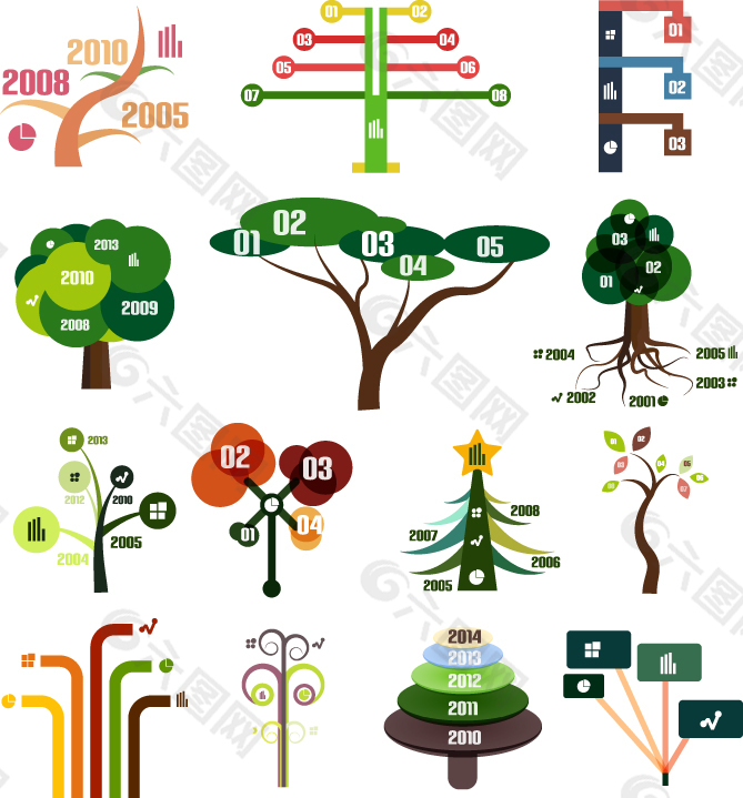 树形信息图表图片