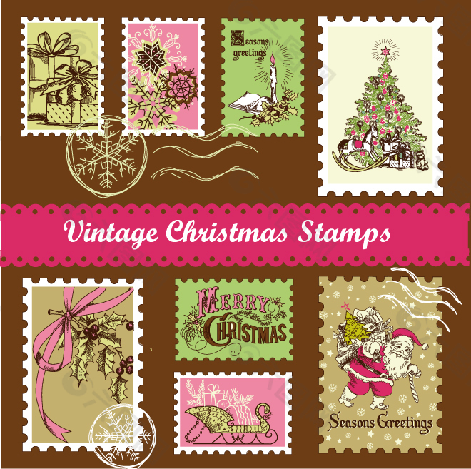 圣诞邮票模板图片