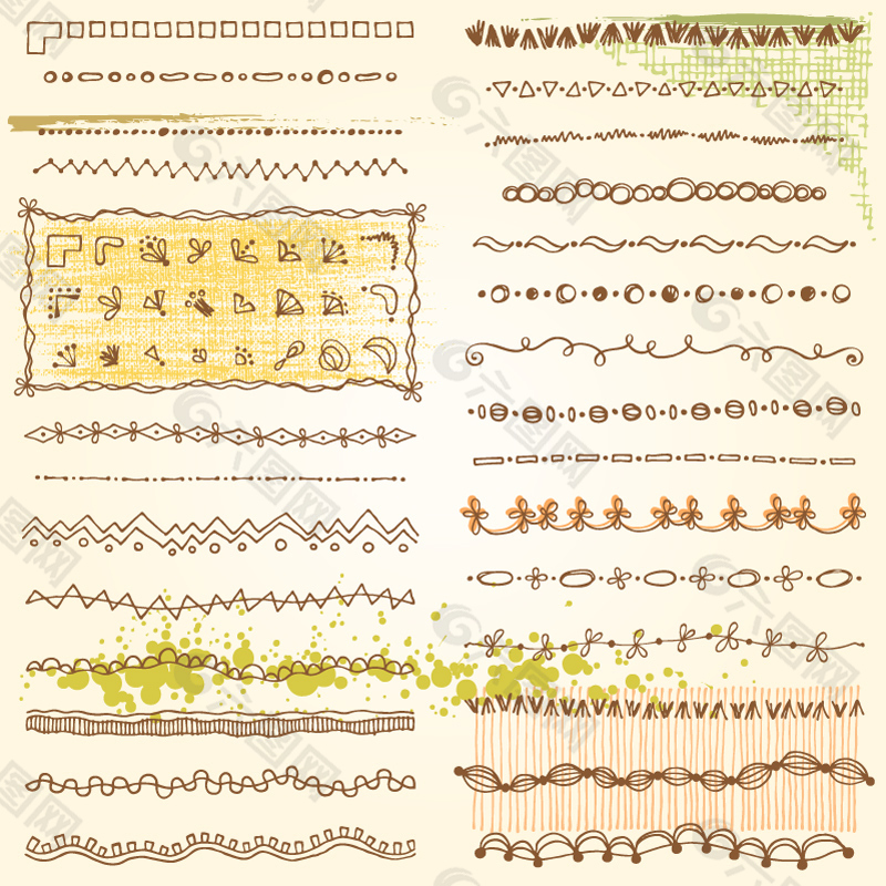 51款手绘花边与边角花纹矢量素材.