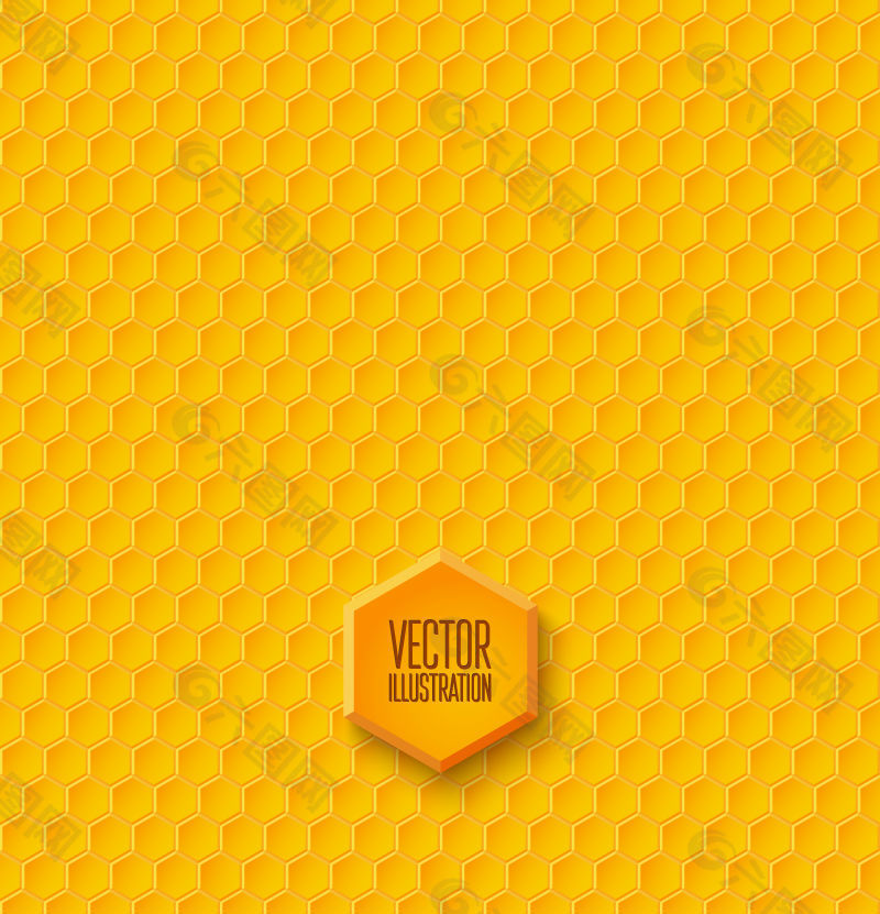 黄色蜂窝形无缝背景矢量素材.