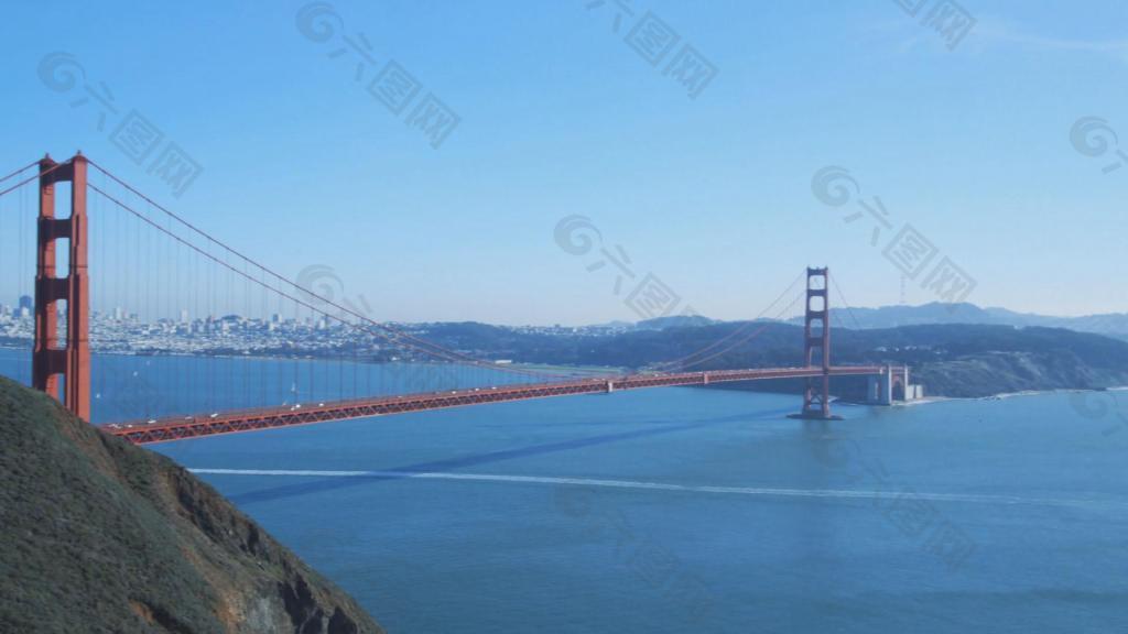 跨海大桥 旧金山 海面 实拍视频素材