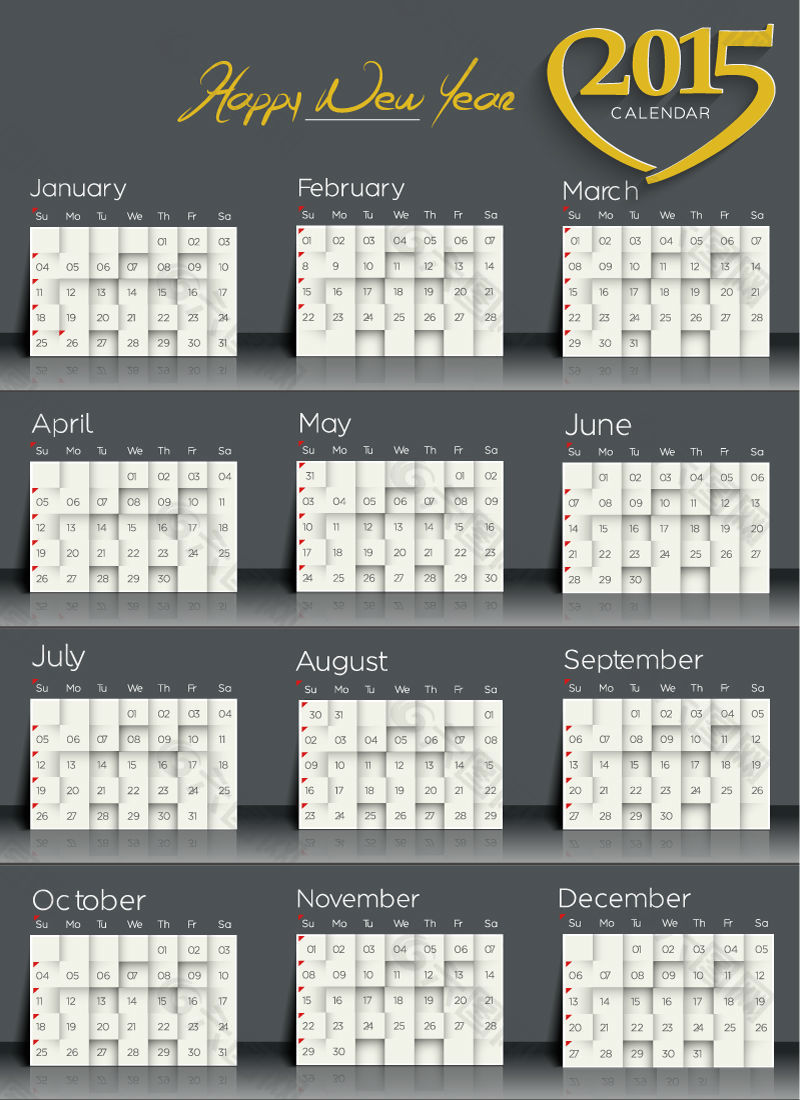 2015灰色年历设计矢量素材