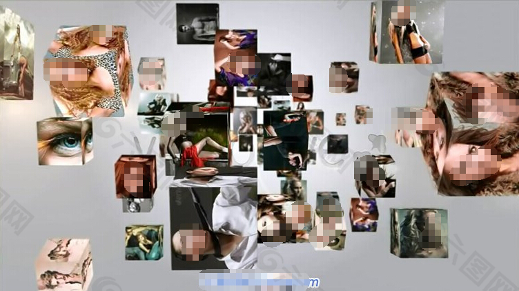 三维立方体照片汇聚电视墙AE模板