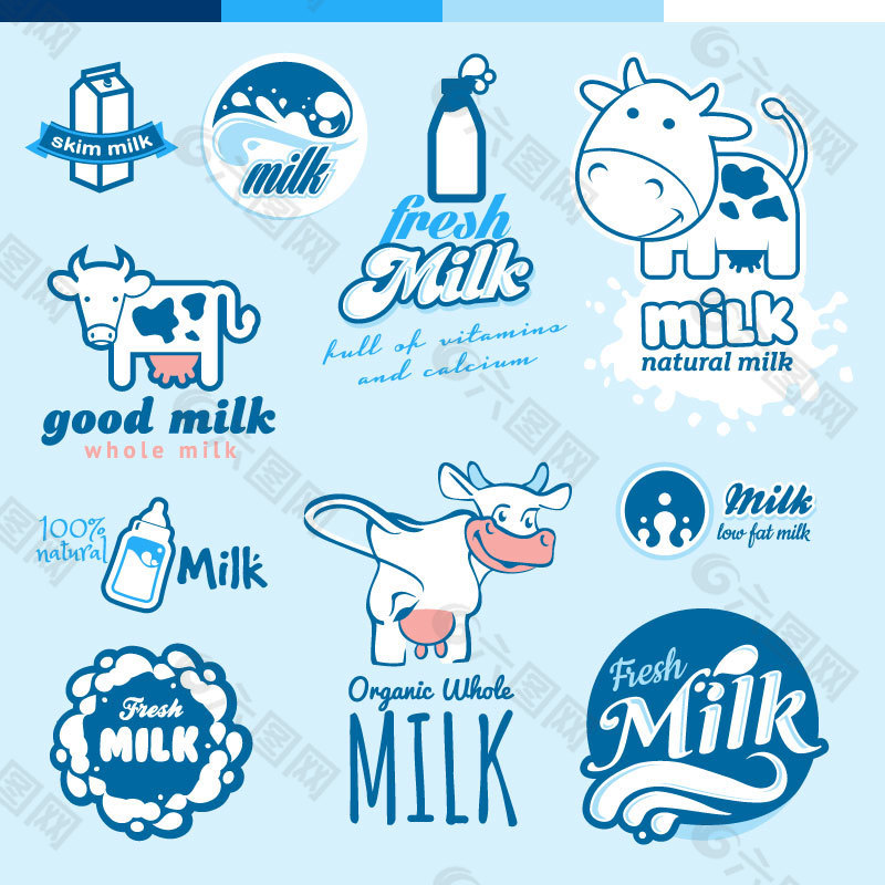 10款牛奶标签标志矢量素材