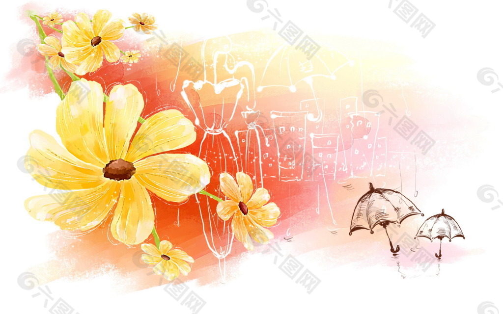 伞和花朵