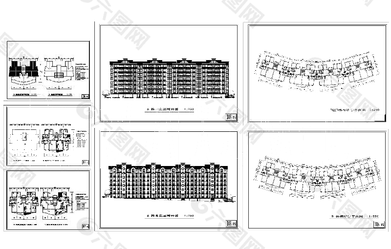 弧形住宅楼图cad图纸