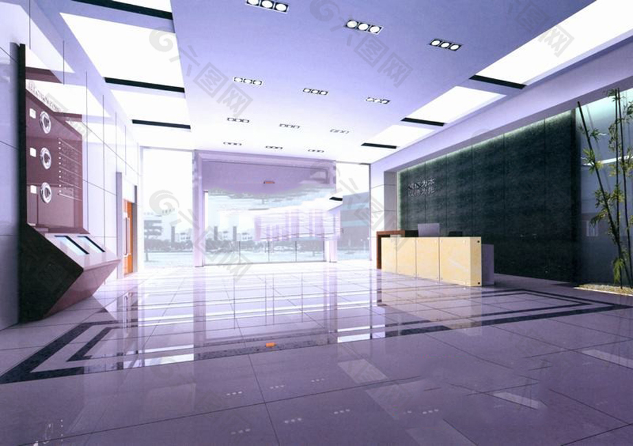 公司前台大厅3d模型