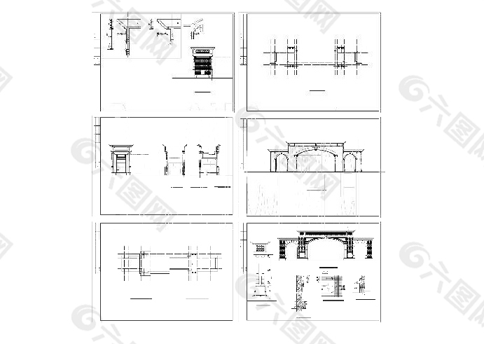 小区大门cad