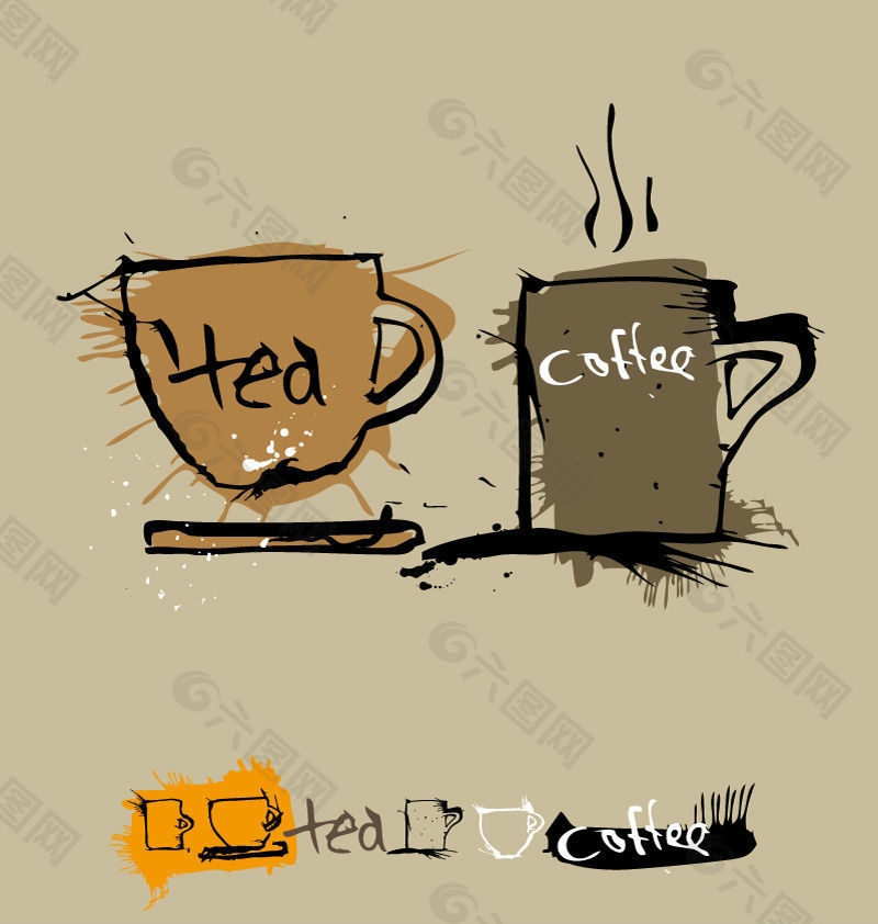 咖啡茶杯插画矢量素材