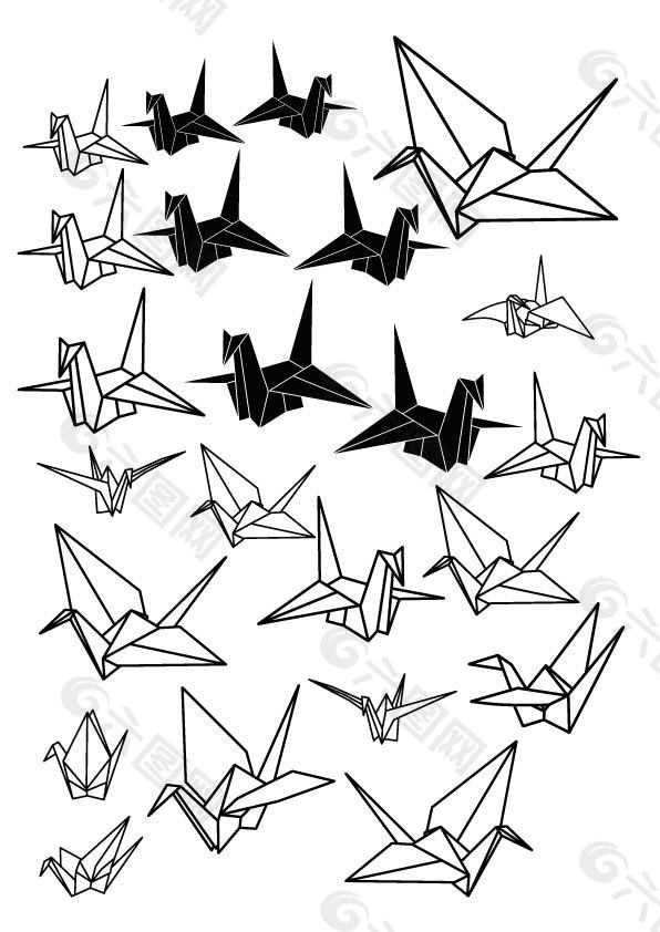 折纸线描千纸鹤