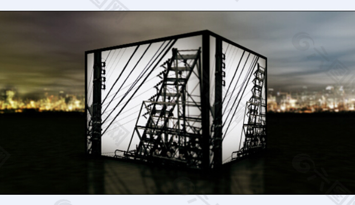 3d立方体城市视频盒大屏幕图文展示AE模板
