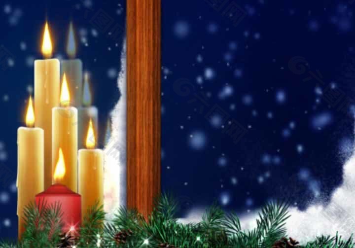 圣诞橱窗蜡烛标清动态背景视频素材