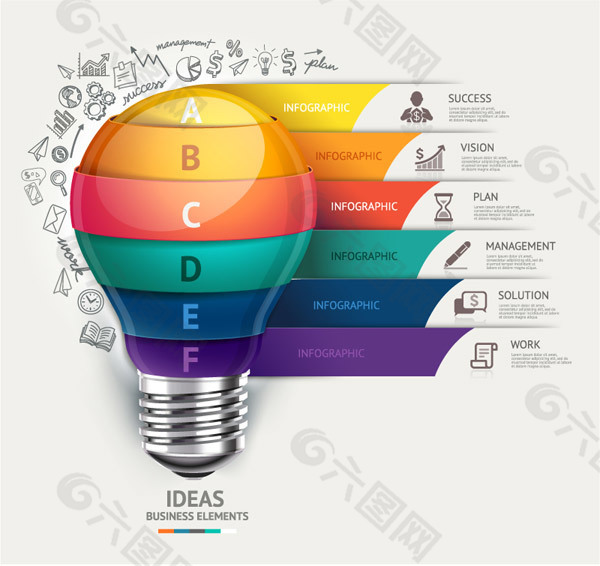 灯泡商务信息图矢量图