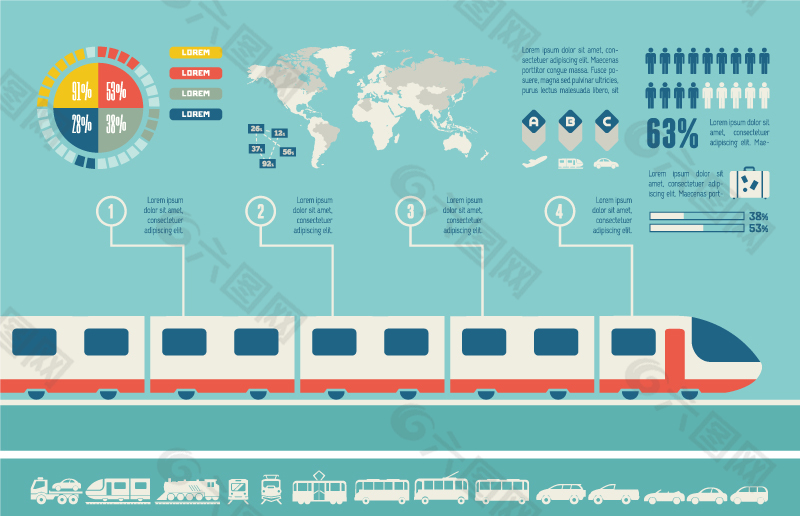高速列车商务信息图矢量素材