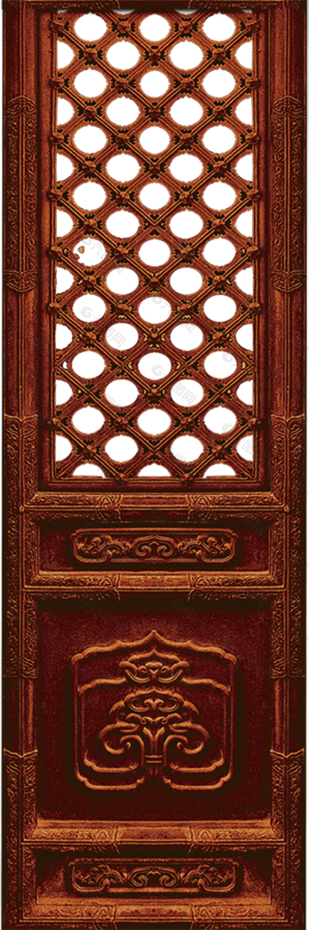 古典单扇雕刻花纹木门