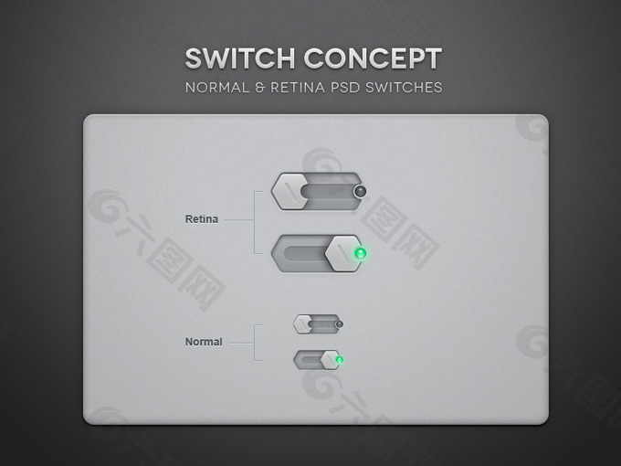 科技感很强的开关按钮PSD分层素材