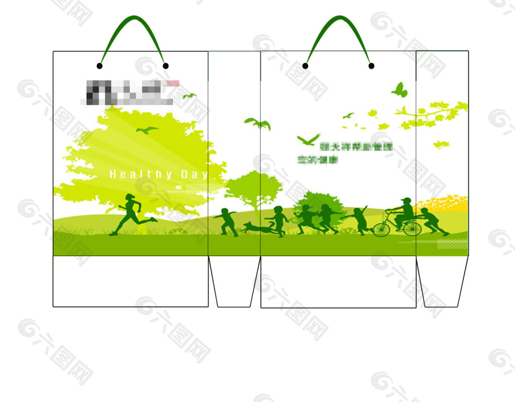 绿色健康环保购物袋设计psd下载