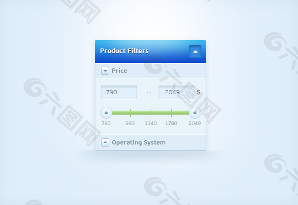 购物网站价格筛选UI设计PSD分层素材