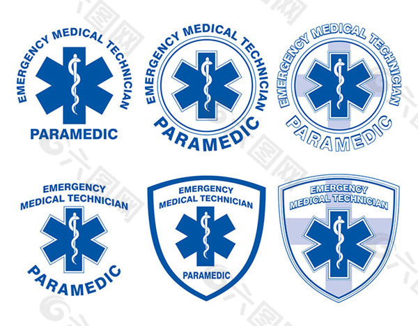 蓝色救护车图标设计
