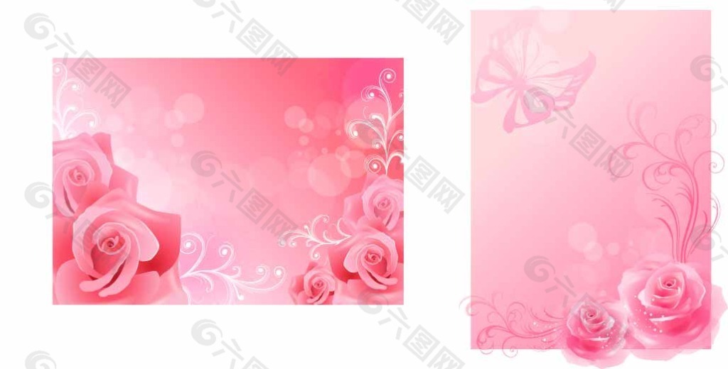 粉色花纹花边壁画图
