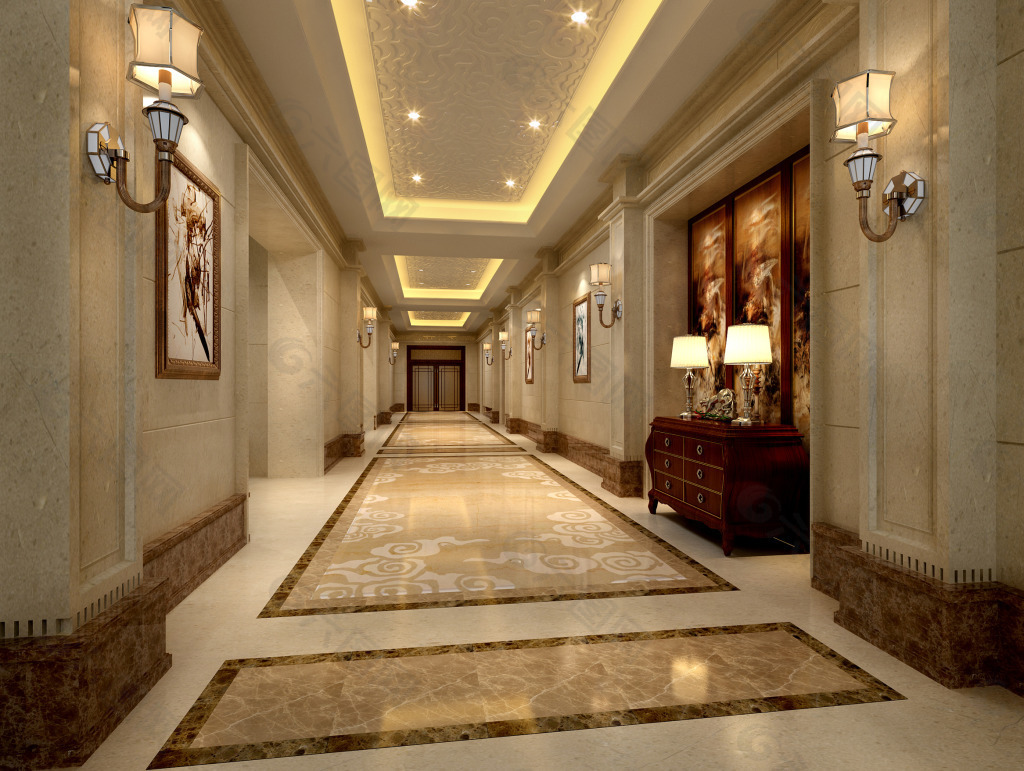 复古欧式酒店走廊
