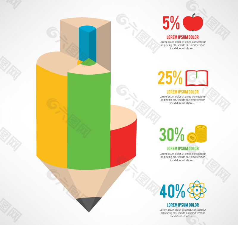 创意铅笔商务信息图设计矢量素材