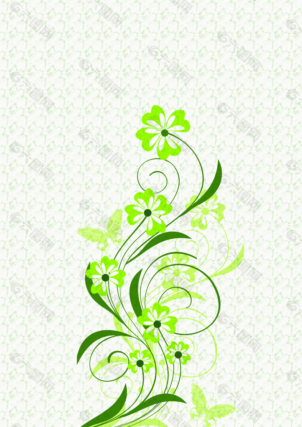 绿色花纹墙纸设计