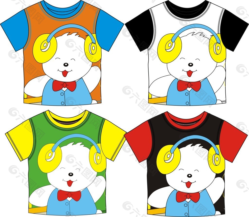 可爱卡通小熊矢量图  韩版童装T恤