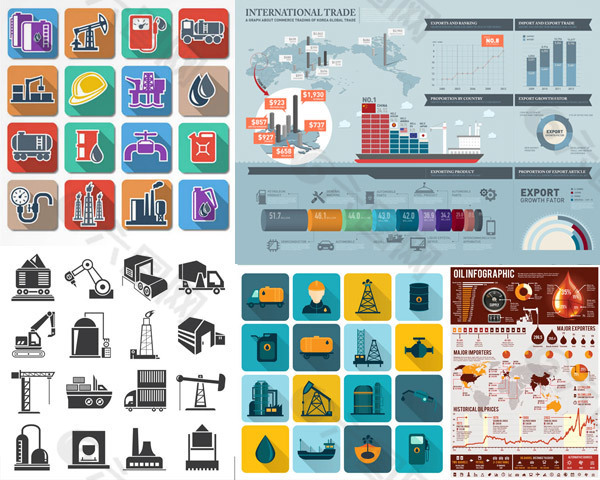 能源化工石油制造行业等矢量素材