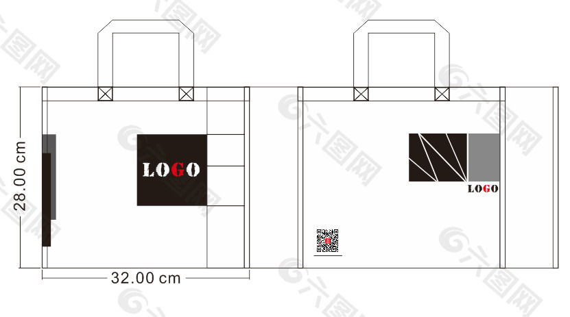 纸质手提袋平面图图片