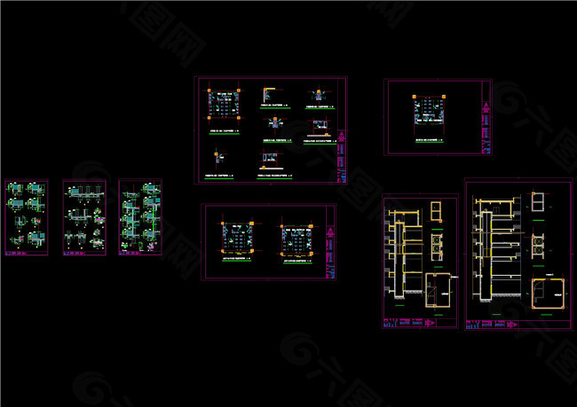 墙身卫生间及电梯CAD图纸