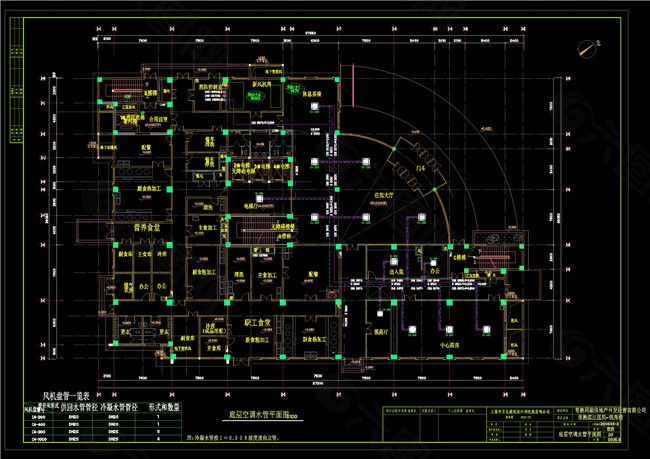 底层空调水管平面图CAD图纸