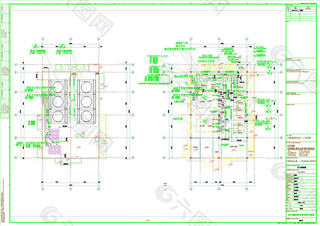 动力辅助楼冷冻机房平面图CAD图纸