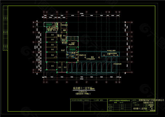 病房楼十二层平面CAD图纸