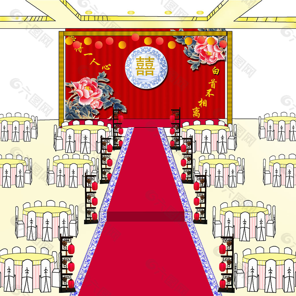 中式元素婚礼场景效果图