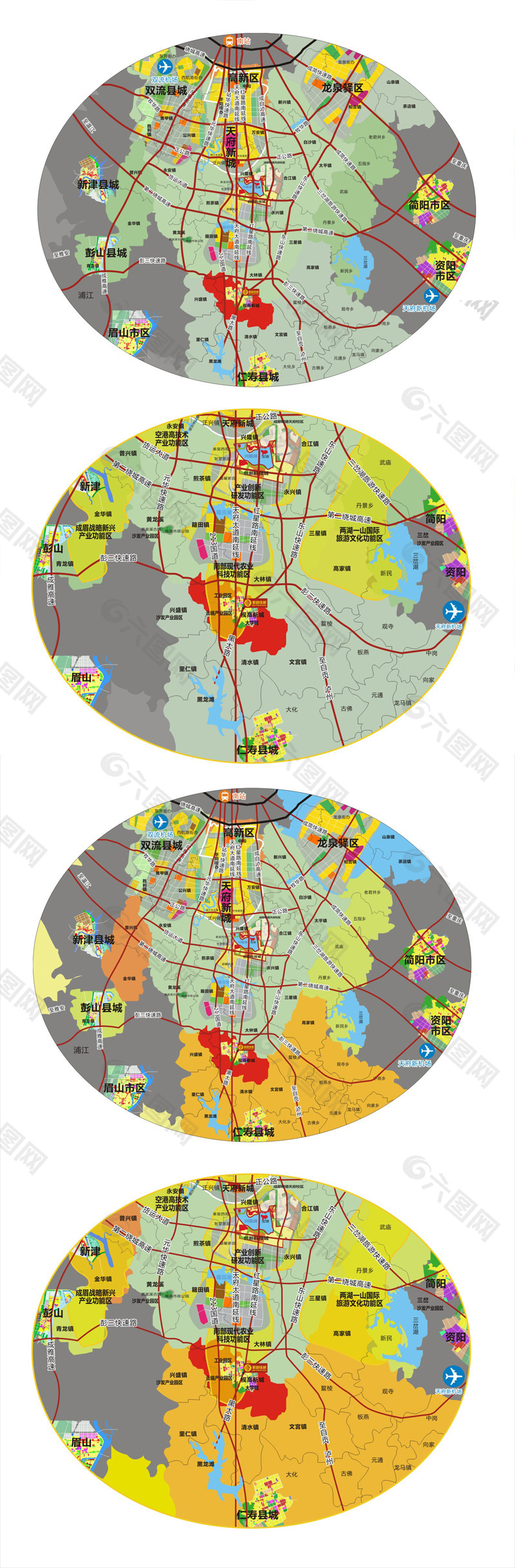 成都天府新区规划地图 南延线交通经济规划