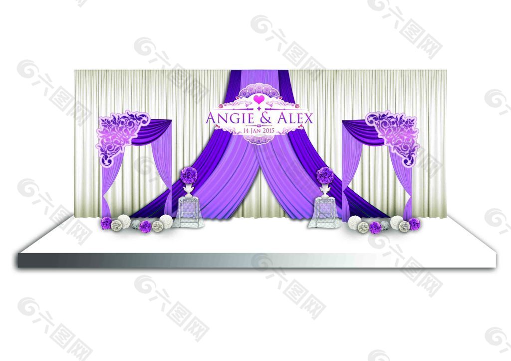 紫色浪漫婚禮佈置
